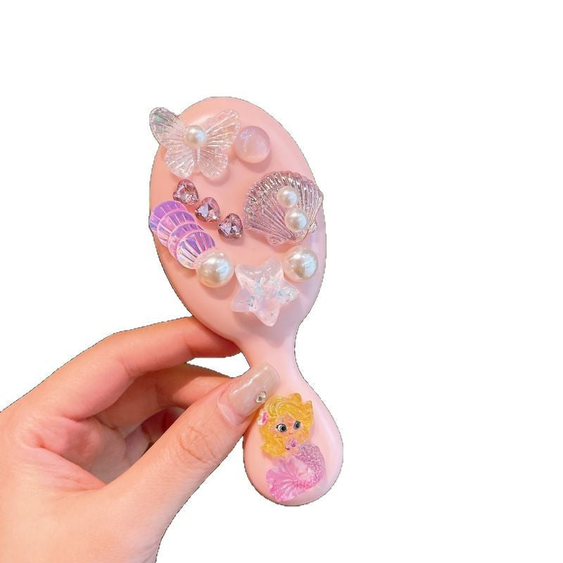 Kids' snow & ice cartoon air cushion comb - cute, portable, anti-static, gentle hair massage for girls, perfect for school