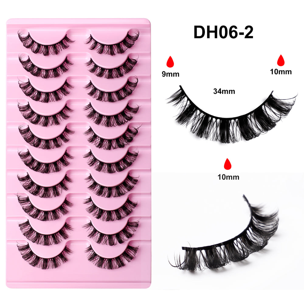 Export false eyelashes russian curling hair 10 pairs of asian mixed thai makeup comic curling eyelashes in stock batch