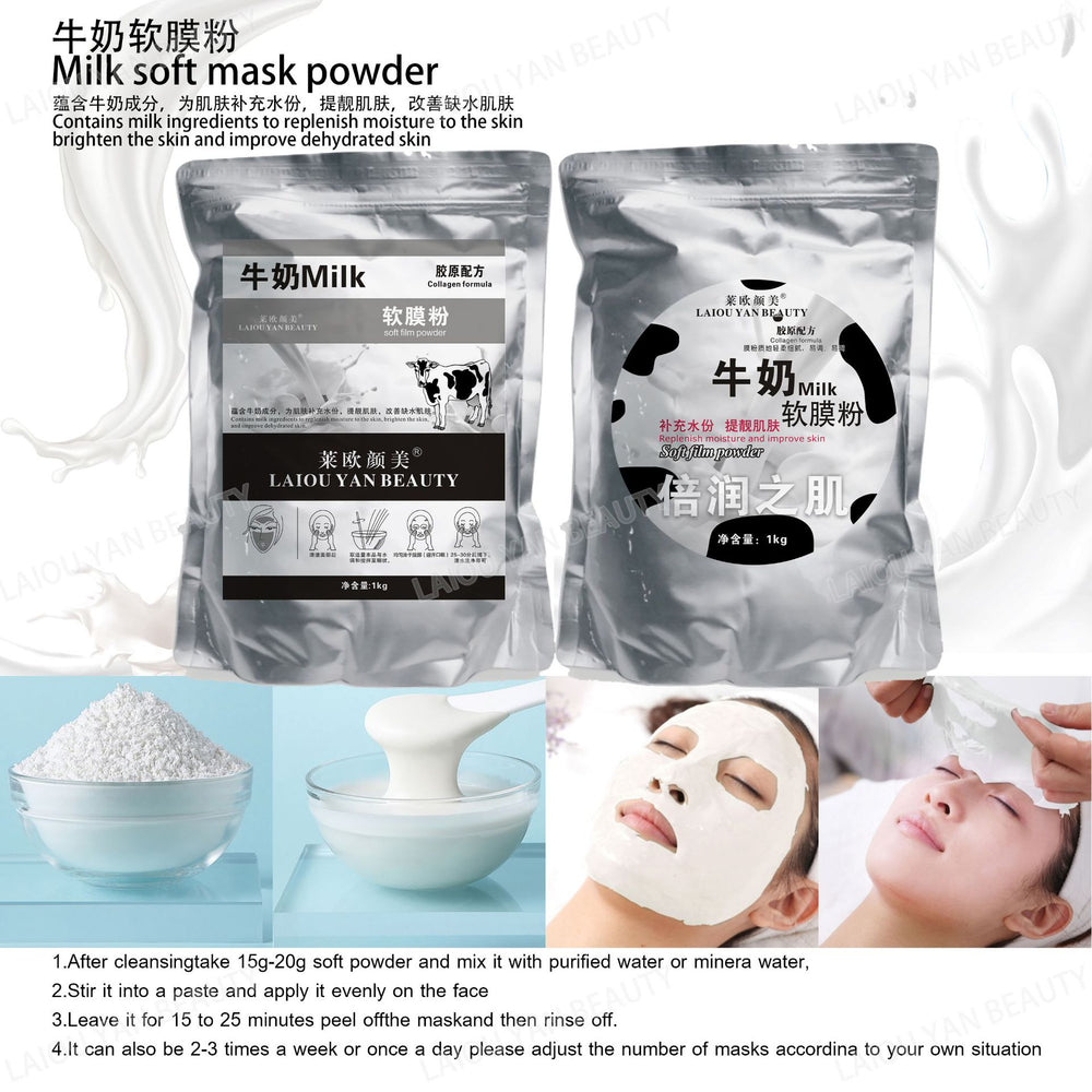 Leo yanmei milk brightening & hydrating soft mask powder - nourishing & moisturizing professional skincare collagen mask powder 800g
