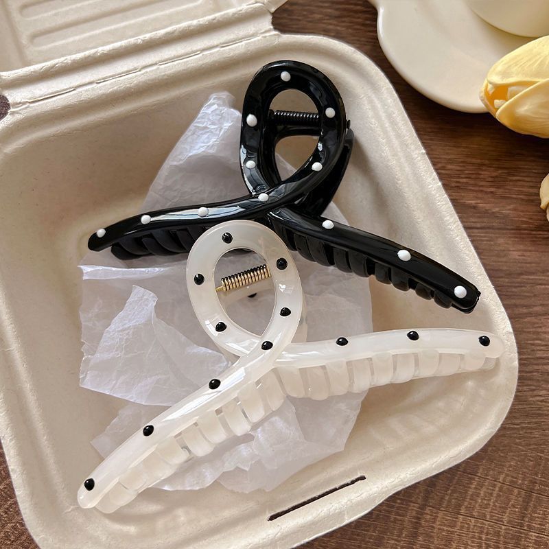 Summernew arrival black and white polka dot gripper for women's back of head fashioncasual hair clip shark clip hairpin classy hair clip