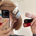Ins blogger's same style classy leather forehead broken hair bread clip side bangs clip summercolorful bb clip for women