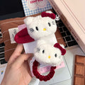 Cute plush kitty hair clip angora red bow hair tie bangs clip cartoon bb clip hair accessories for women