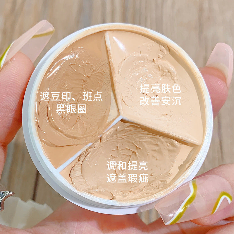 Makeup xixi skin cleansing and long-lasting makeup three-color concealer to cover freckles, spots, acne marks, dark circles, tear trough concealer palette
