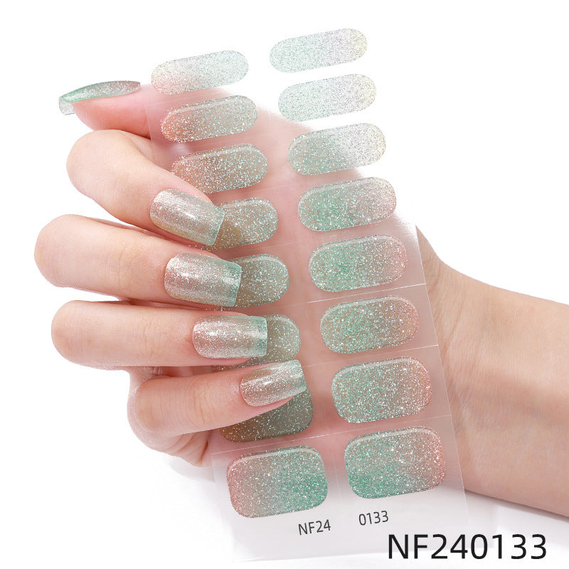 Zhengxiang personalized french gel manicure stickers hot glitter powder fashionuv baking lamp hardening semi-cured nail stickers