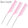 Colorful steel needle tip tail comb 3-piece set hair dyeing comb hairdressing comb hair picking comb hair sectioning rat tail comb