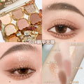 Makeup xixi working bear six-color eyeshadow palette cool diamond pink purple blue contrast color imitation makeup smoky eye makeup