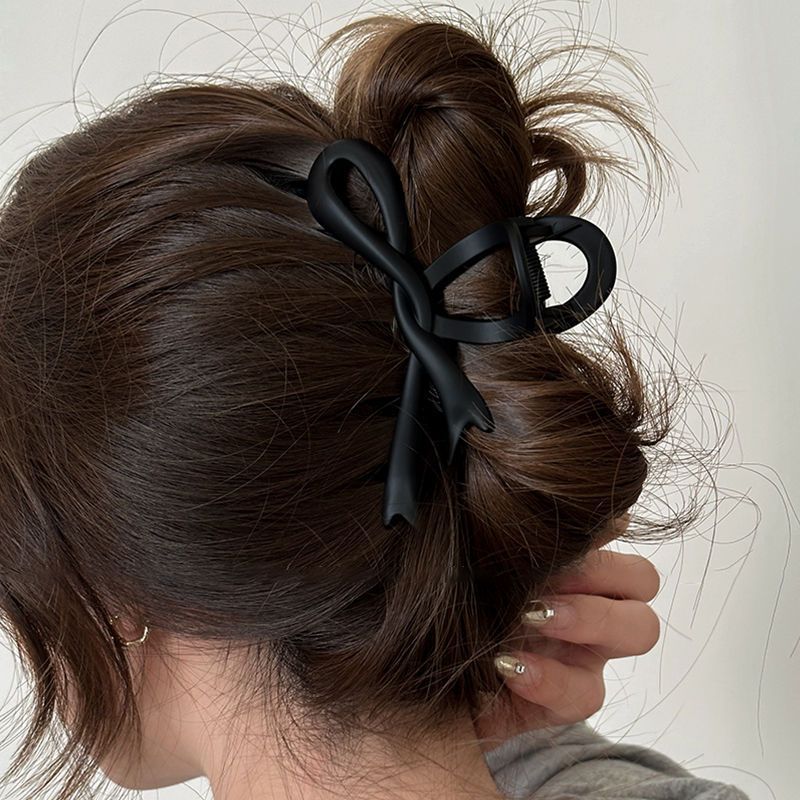 Autumn and winter frosted bow hair clip for women 2024 widened shark clip large streamer shark clip versatile clip