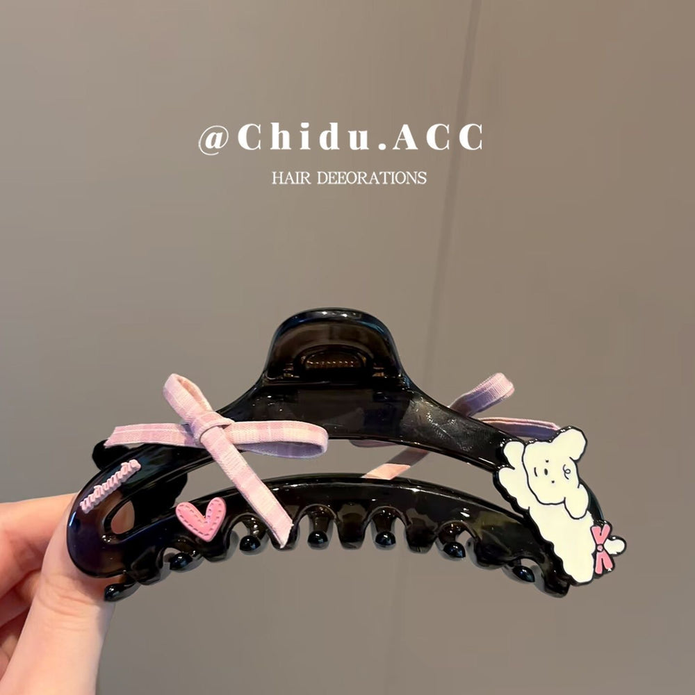 Cute kitten bow gripper for women 2025new arrivalfashion shark clip large ins korean hairpin back of head