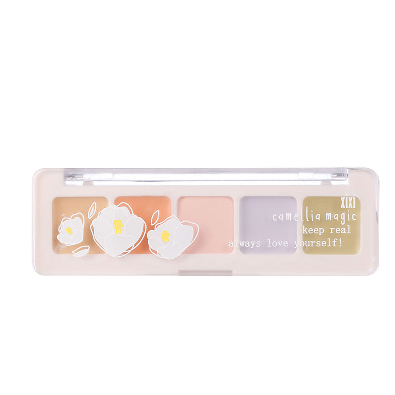 Xixi no-makeup beauty five-color concealer covers acne marks, dark circles, tear troughs, waterproof, non-removing concealer palette