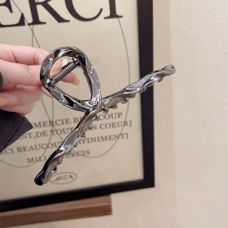 Metal cross hair clip classy cross wavy style elegant gripper shark clip back of head hair bun classy hair accessories