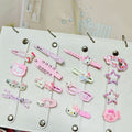 Cute kt pink hair clip set collection - girly bang clips, cartoon hair accessories, exquisite ins style hair decorations