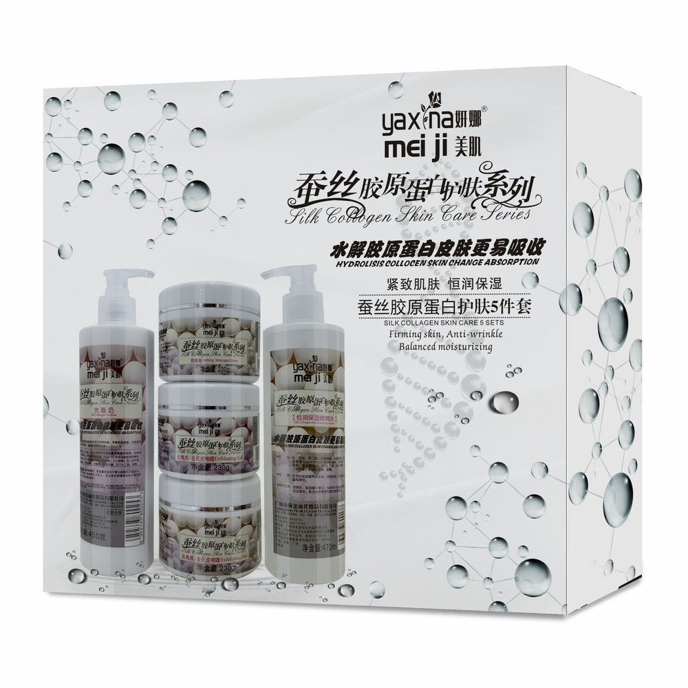 silk collagen skincare set: soothing & repairing cleanser, serum, massage cream - wholesale for beauty salons