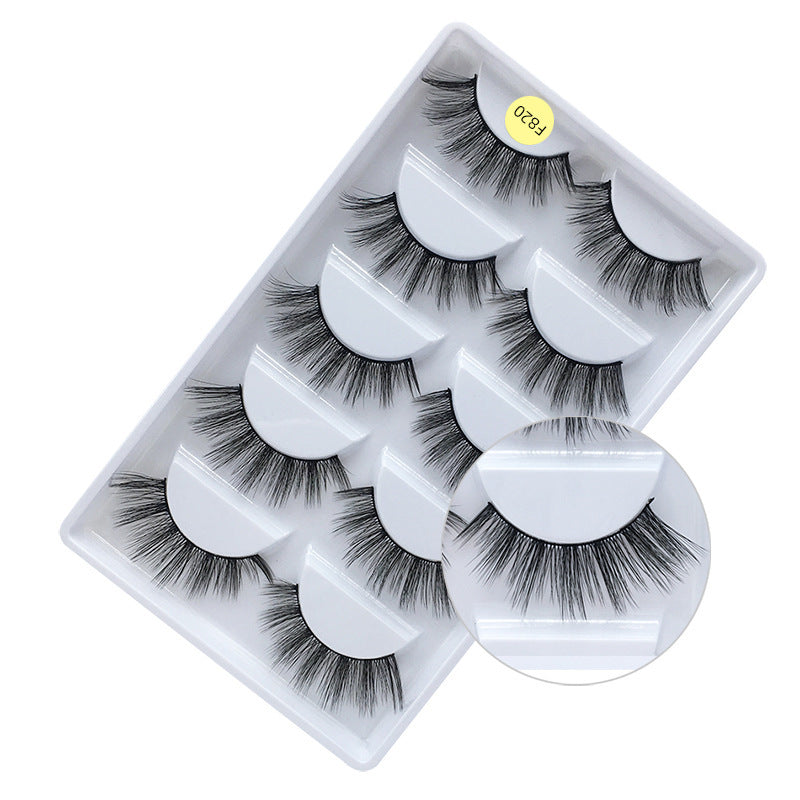 Export fashion fake eyelashes nature slim 5 pairs pack imitation mink hair whole cluster artificial stage eyelashes one piece