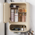 Household storage makeup mirror plastic home bathroom toilet wall-mounted multifunctional lighted mirror dustproof led mirror