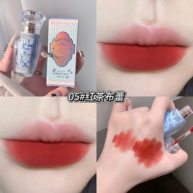 Gege bear cloud veil powder mist lip clay - women's velvet matte everyday nude look whitening lip glaze lipstick