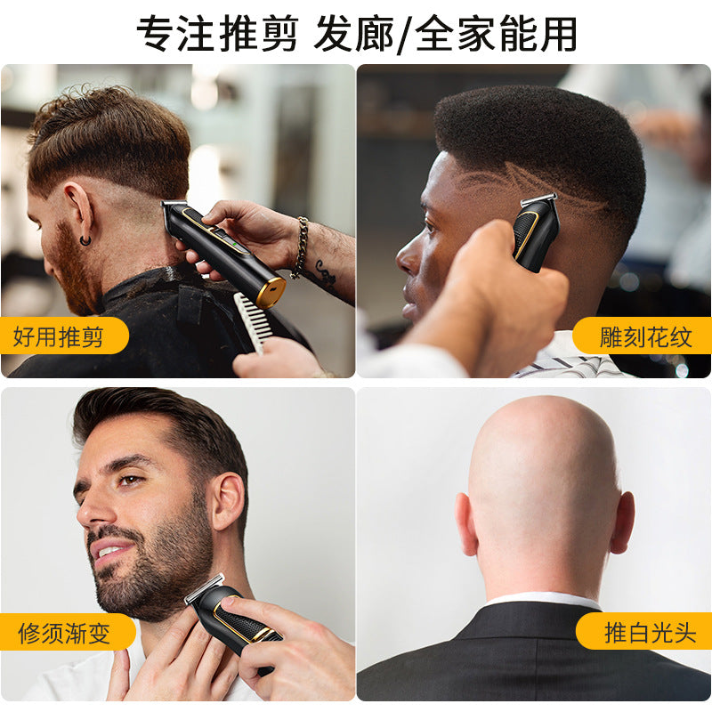 Professional electric hairdresser oil head carving scissors digital display gradient fast charging hair salon hairdressing razor electric clipper