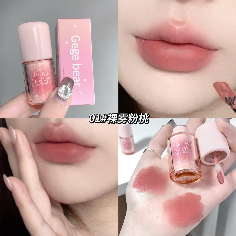 Gege bear gege bear light gauze pink mist lip glaze velvet matte matte fall and winter whitening non-stick cup lipstick