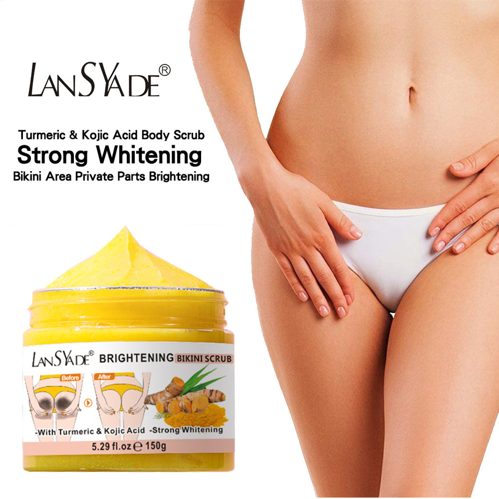 bikini scrub brightening and rejuvenating kojic turmeric scrub ice cream cleansing exfoliating body bath salts