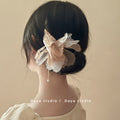 Dead leaf butterfly chiffon flower bead hairpin elegant tassel u-shaped hairpin new chinoiserieclassy hairpin fairy