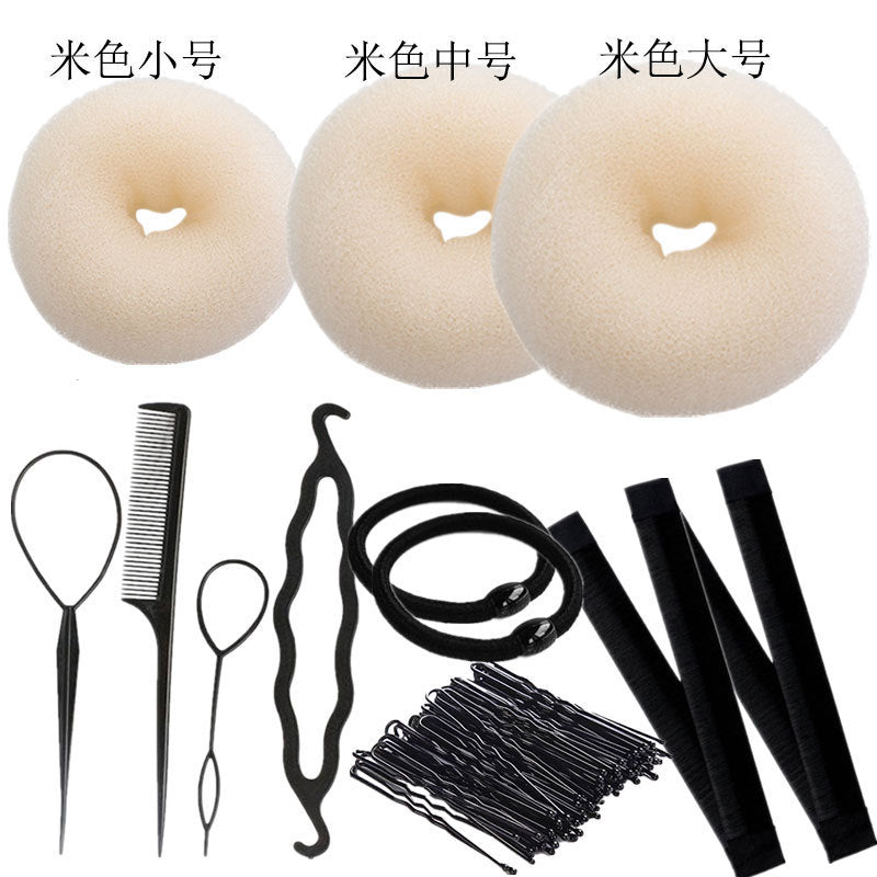 Set of donut hair styling tools - korean style donut bun maker for braided and updo hairstyles