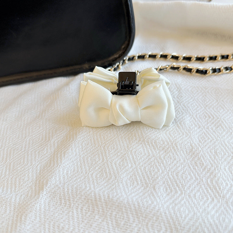 Black double-sided satinbows gripper small princess head bangs hair clip side forehead elegant half-grip hair clip
