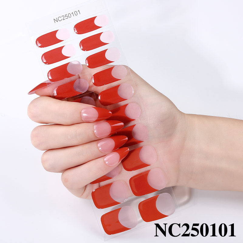 Zhengxiang christmas gel manicure stickers waterproof cross-border european and american uv semi-cured nail stickers christmas nail