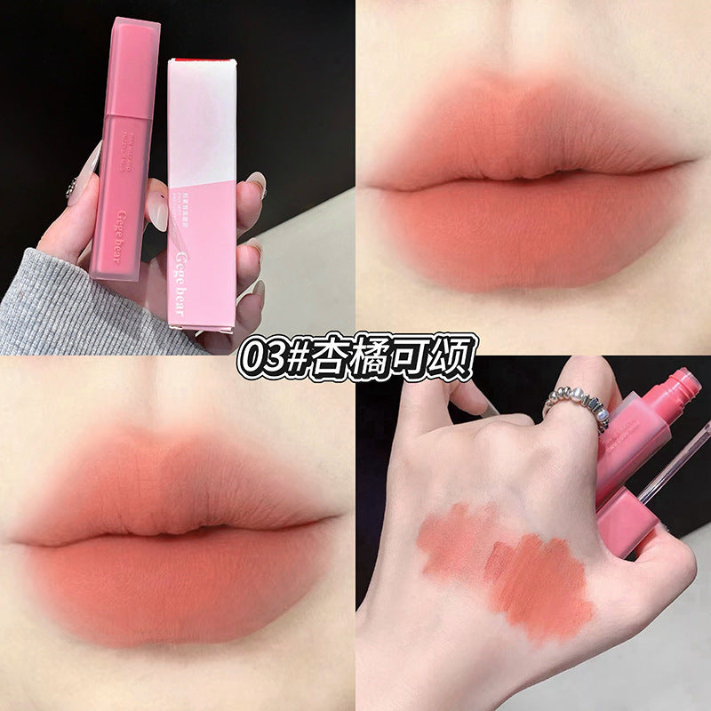 Gege bear pink mist fluffy lip mud female velvet matte matte low saturation pseudo-no makeup fall and winter whitening lip glaze