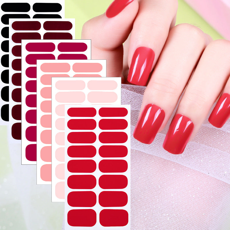 European and american new solid color nail art stickers, full cover nail polish film, designer logo stickers, candy iridescent sweet style