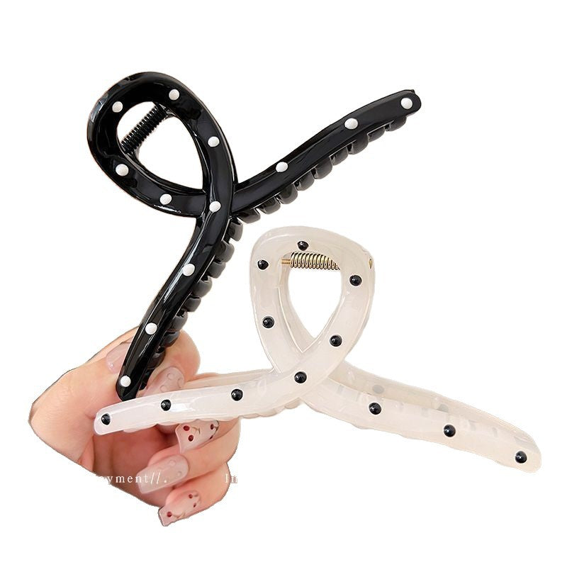 Summernew arrival black and white polka dot gripper for women's back of head fashioncasual hair clip shark clip hairpin classy hair clip