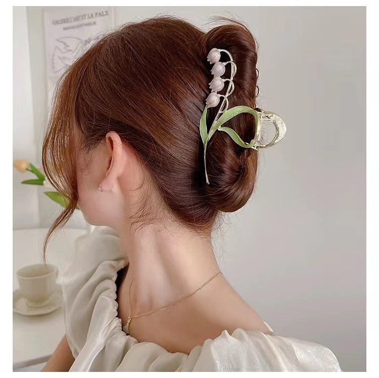 Lily of the valley flower super fairy elegant clip large classy hair clip women's back of the head autumeasiest for match shark clip hair accessories
