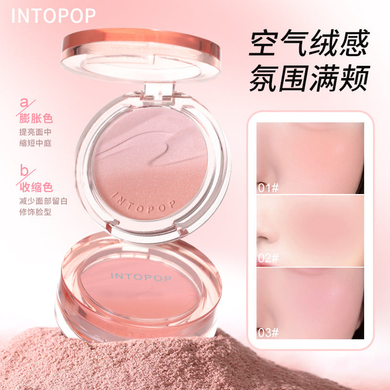 Intopop shimmering gradient blush palette - buildable, natural, and flattering color for cheek and contour