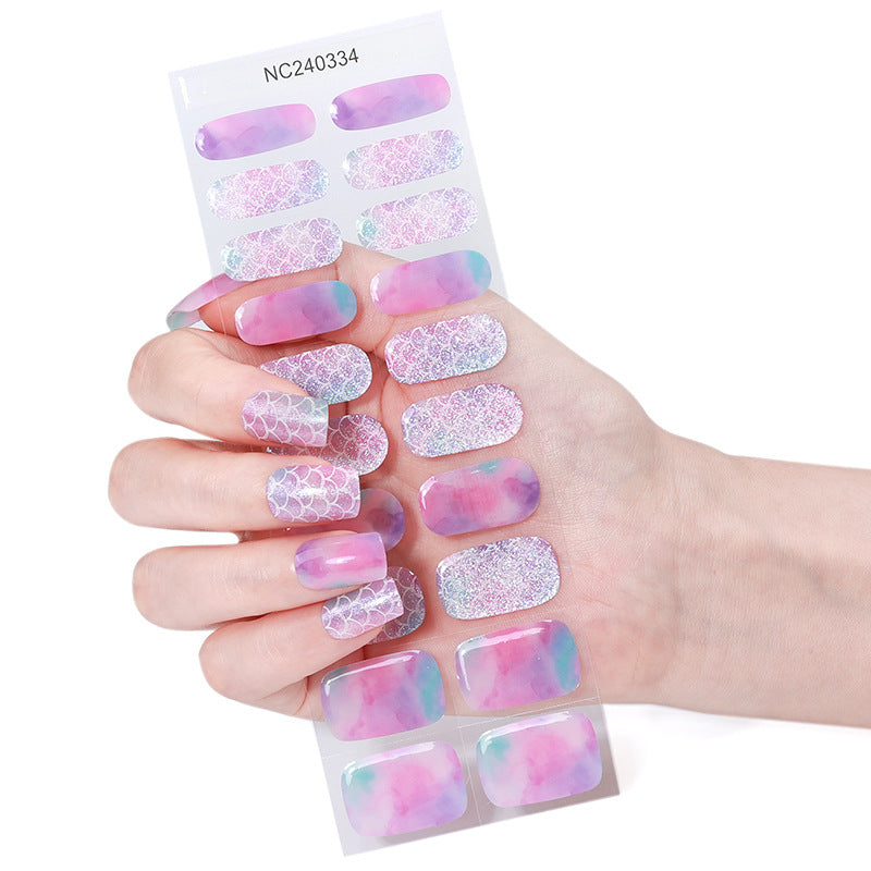 Zhengxiang custom gel nail stickers - icy sheer, cross-border, european & american style, uv curing, semi-cured nail stickers for amazon