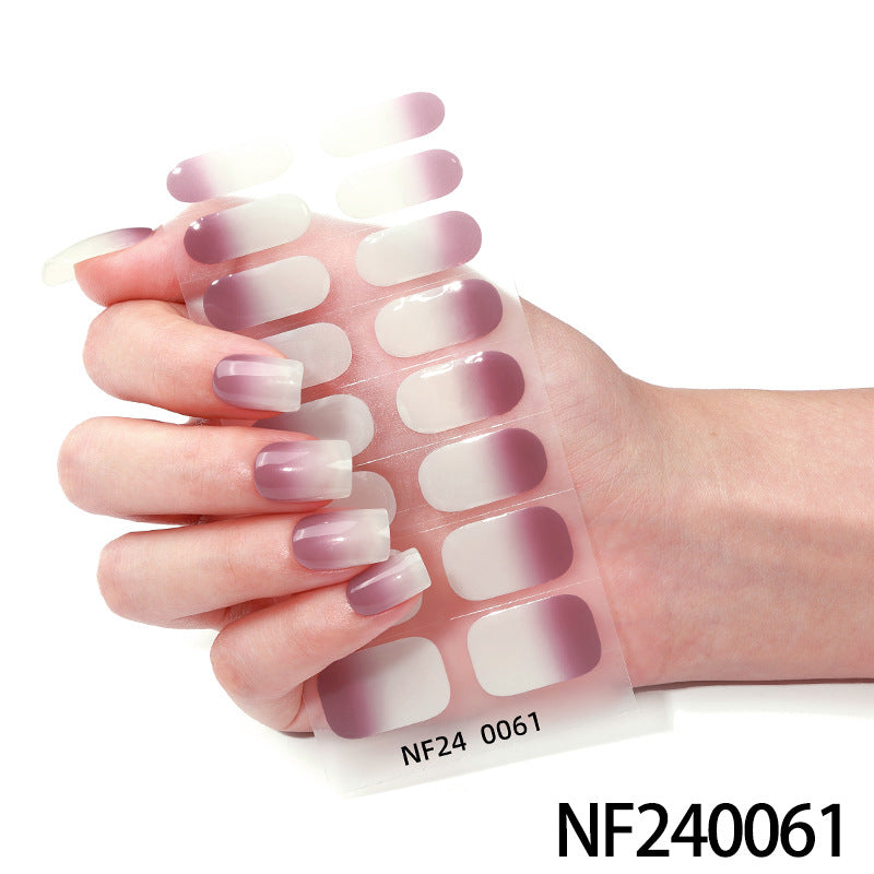 Zhengxiang custom gel nail art stickers waterproof uv light therapy nail polish film ins semi-cured nail stickers wholesale
