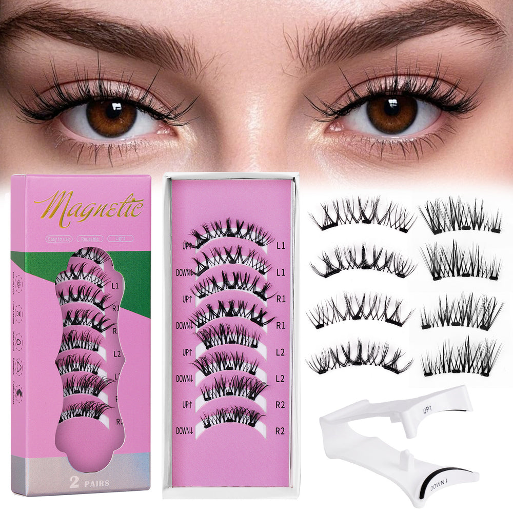 new product magnetic false eyelashes 2 pairs european and american upgraded positioning magnetic eyelashes a whole box flatness wholesale