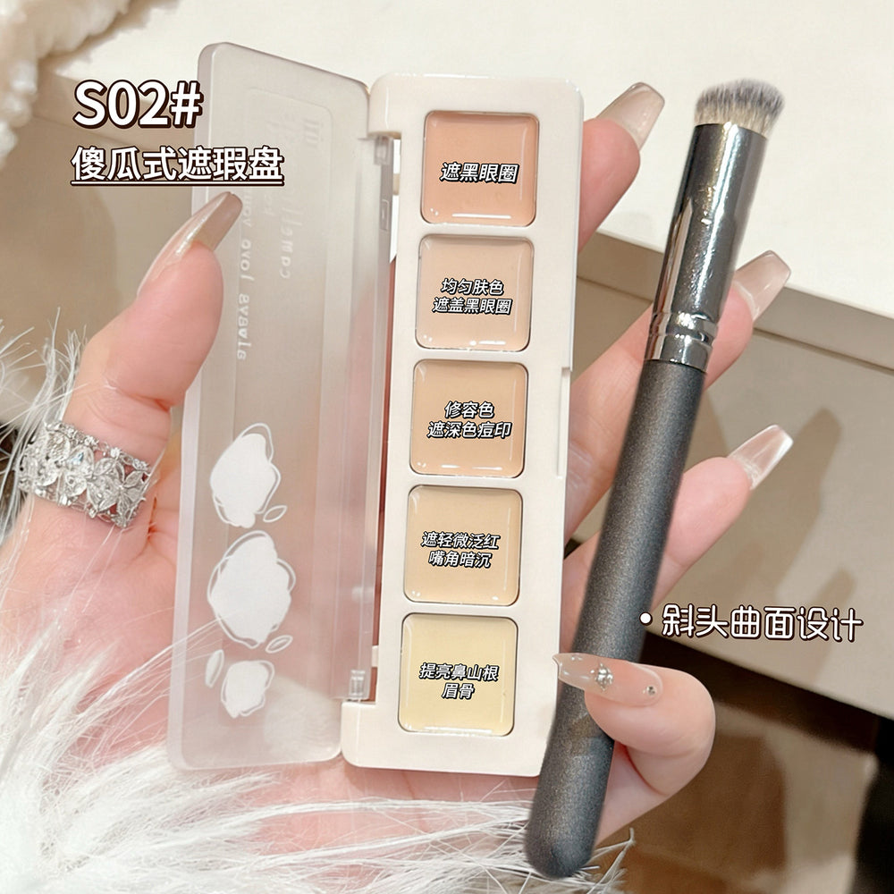 Xixi no-makeup beauty five-color concealer covers acne marks, dark circles, tear troughs, waterproof, non-removing concealer palette