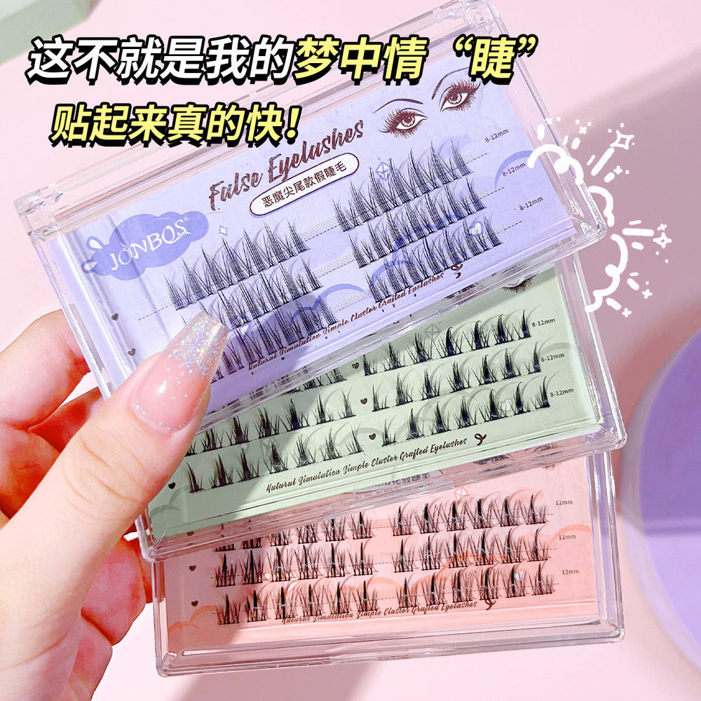 Jonbos lazy girl trilogy false eyelashes - natural & realistic sunflower, wheat stalk, and tower tip single cluster lashes (glue-on)