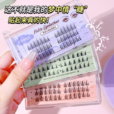 Jonbos lazy girl trilogy false eyelashes - natural & realistic sunflower, wheat stalk, and tower tip single cluster lashes (glue-on)