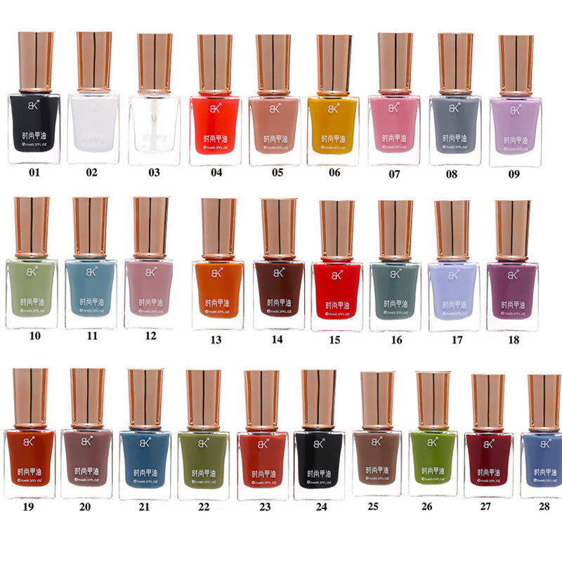 Bk summer new arrival: 36-color trendy oil-based nail polish - peel-off, no-bake, long-lasting, smudge-proof, brightening manicure