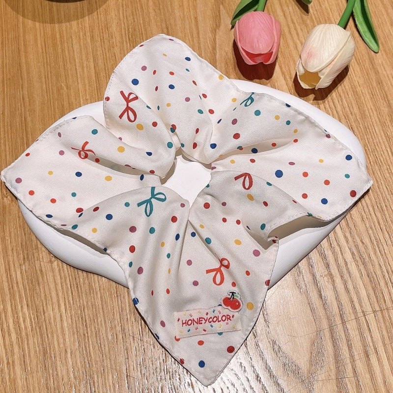 Floral kids square scarf large intestine hair tie girl 2025new arrivaltie ponytail hair rope female princess ball head headwear