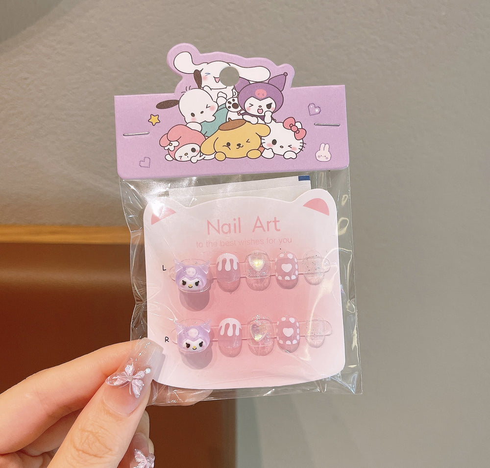 Kids' nail stickers - cute & fun kumi design, waterproof, removable, self-adhesive nail art for girls, perfect for students