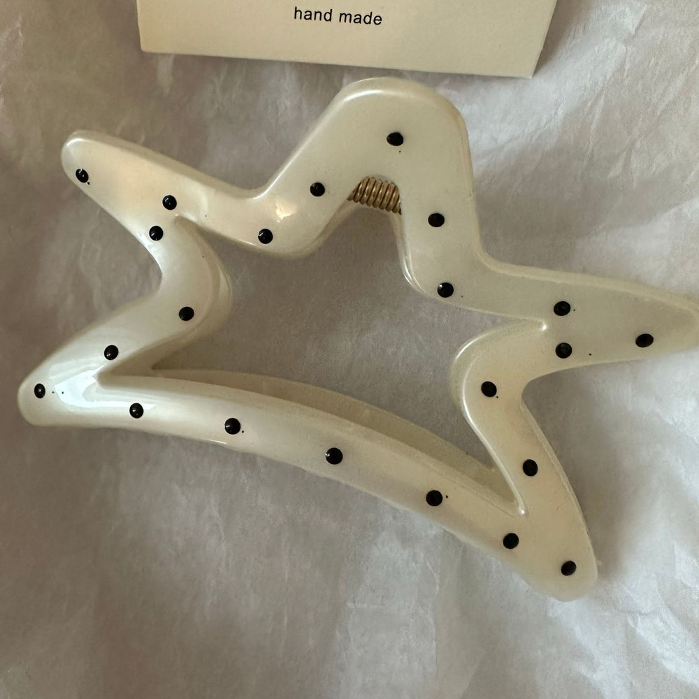 Japanese style classy cute transparent white polka dot fashion multi-hair sweet large size back of head shark girl hairpin hair accessories