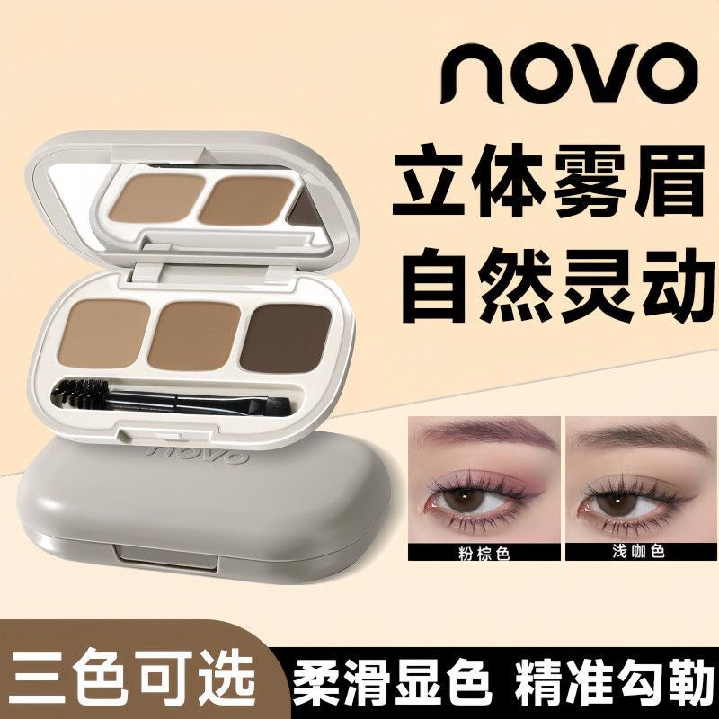 Novo monmon velvet mist three-color eyebrow powder waterproof sweat-proof long-lasting smudge-proof eyeliner & under-eye brightener 3-in-1 - beginner friendly