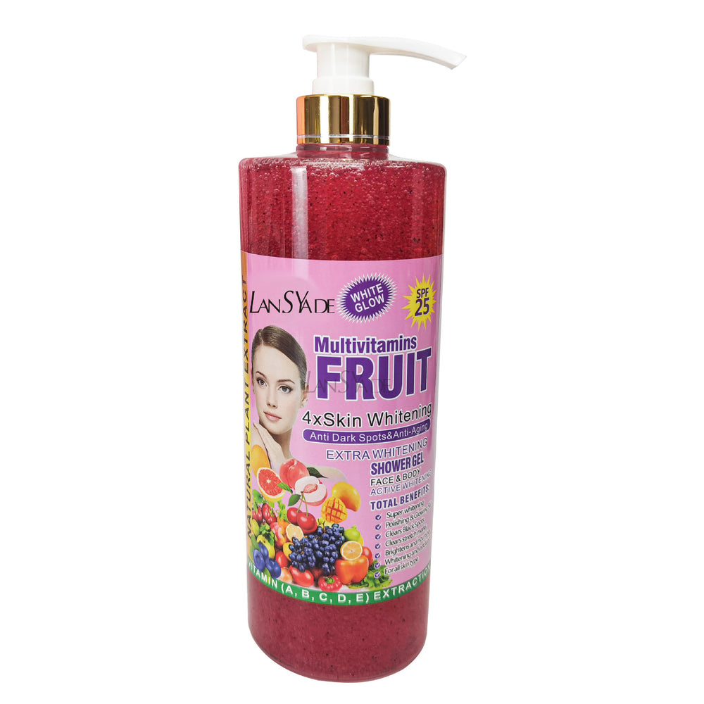 English body wash 1000ml scrub shower gel brightens skin, removes blackness, silky skin, rich foam, exfoliates