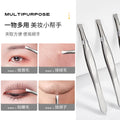 Jonbos stainless steel eyebrow tweezers - straight & slanted tip - eyebrow shaping, hair removal, false eyelash applicator, makeup tool
