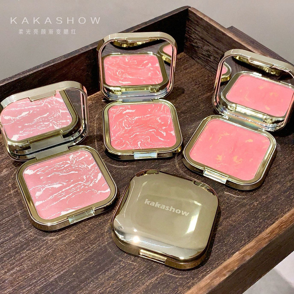 Makeup kakashow soft light gradient baked blush pearlescent fine shimmer shrink expansion color enhance complexion contour rouge