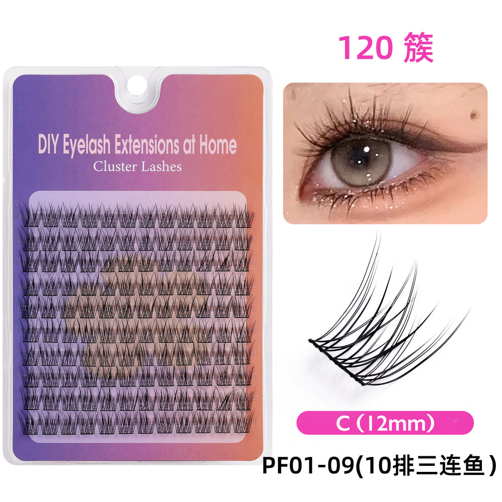 Qingdao natural false eyelashes, 10 rows segmented black band sunflower style, k-pop girl group stage makeup, glue-on false eyelashes