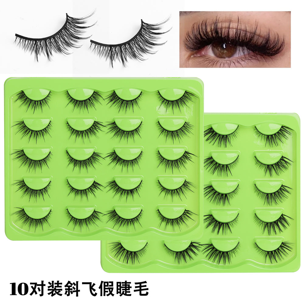 fox style false eyelashes glue style 10 pairs of fashion thick oblique flying stage makeup hard stem false eyelashes one piece