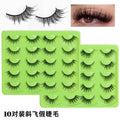 fox style false eyelashes glue style 10 pairs of fashion thick oblique flying stage makeup hard stem false eyelashes one piece