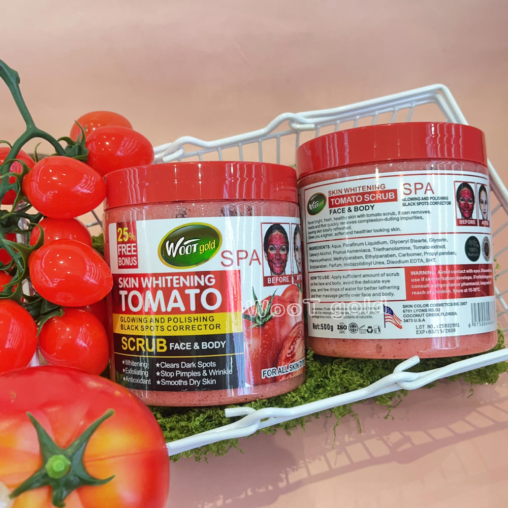 tomato scrub 500g - exfoliating body scrub for face and body, removes dead skin and keratin, bath salt - export quality