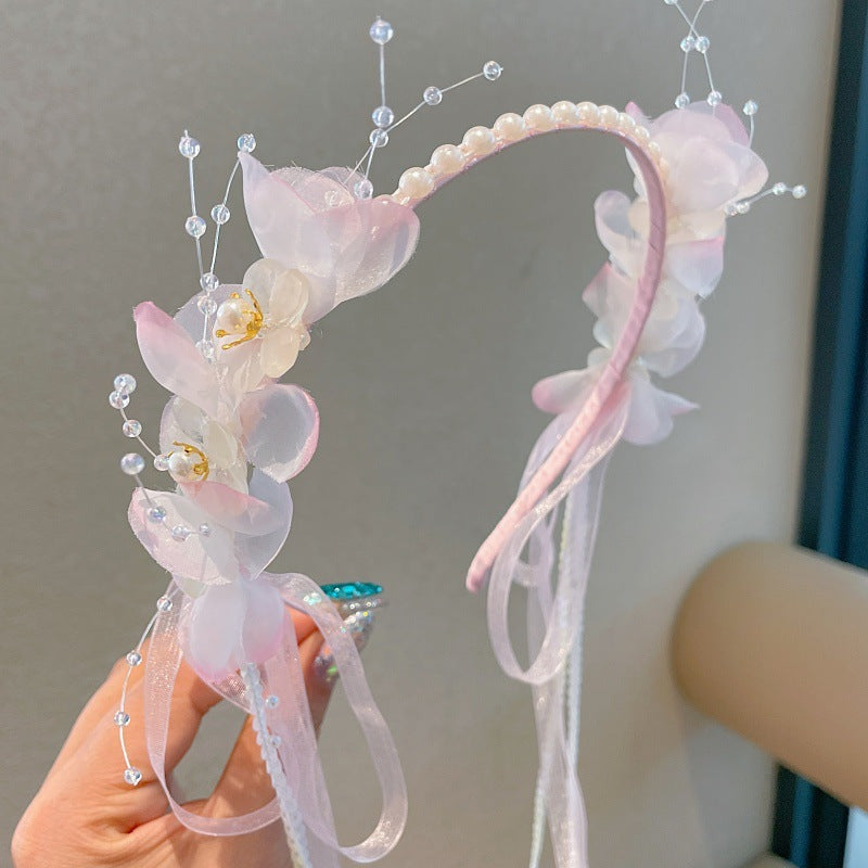 Hanfu headwear kids chinese ancient style elegant hairband girl elegant tassel ancient costume little girl short hair lazy hair accessories